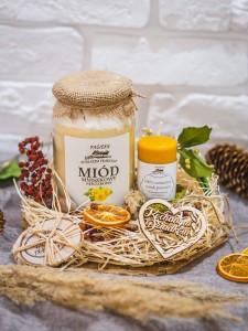 Zestaw dla Babci i Dziadka miód mniszkowy ze świecą